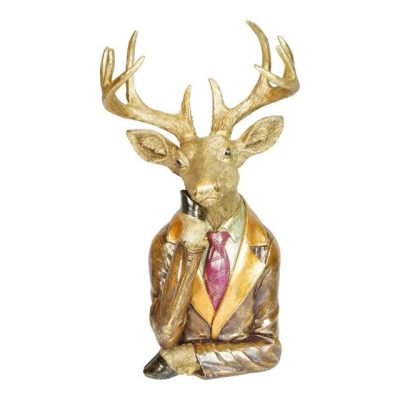 Szarvas torzó barna arany poly 31x54cm