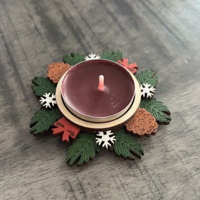 Lézervágott téli teamécsestartó