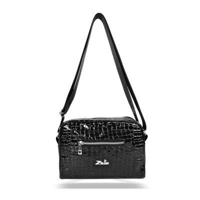 Zellia Női Oldaltáska Zlb303 Fekete Lakk - Krokkó -