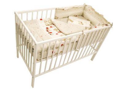 Mama Kiddies Sofie Dreams 4 részes babaágynemű 180°-os rácsvédővel Teddy Toys mintával barna színben