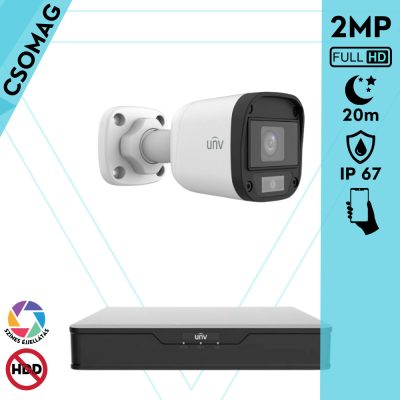 Uniview 1 cső kamerás analóg megfigyelőrendszer 2MP HD biztonsági kamera, 2.8 mm fix objektívvel, ColorHunter technológia