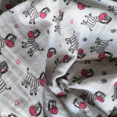 Textilpelenka Rózsaszín Zebra 100 % pamut