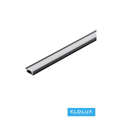 UNIVERSO süllyesztett aluprofil matt fehér fedlappal+végzáró Fekete 2000x24.15x6.9mm