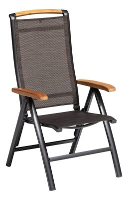 KETTLER MEMPHIS TEAK alumínium dönthető kerti szék teakfa karfával – antracit / bronz