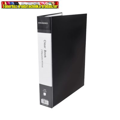 Prospektustartó 100 zsebes fekete (iratvédő tasak,bemutató mappa)