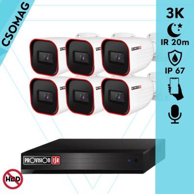 Provision 6 cső kamerás analóg megfigyelőrendszer 3K biztonsági kamera 2.8 mm fix objektívvel