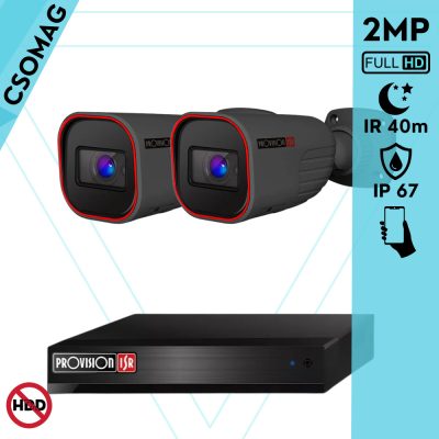 Provision 2 cső kamerás analóg megfigyelőrendszer 2MP HD Pro biztonsági kamera, variálható fókuszú objektív, 40m éjjellátás