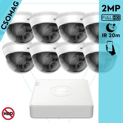 Hikvision 8 dome kamerás analóg megfigyelőrendszer 2MP biztonsági kamera, IR 20m, beltéri