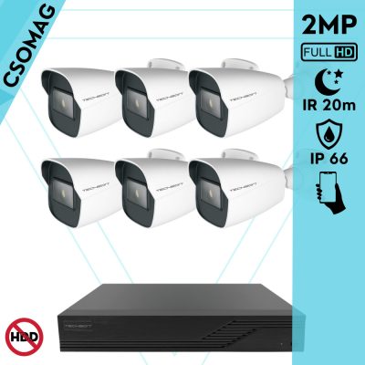 Techson 6 cső kamerás analóg megfigyelőrendszer 2MP HD cső biztonsági kamera, 2.8 mm fix objektívvel