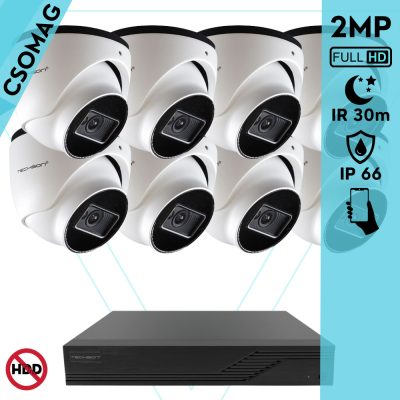 Techson 8 dome kamerás analóg megfigyelőrendszer 2MP HD dóm biztonsági kamera, 2.8 mm fix objektívvel