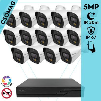 Techson 14 cső kamerás analóg megfigyelőrendszer 5MP HD cső biztonsági kamera, 2.8 mm fix objektívvel, beépített mikrofon