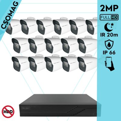 Techson 16 cső kamerás analóg megfigyelőrendszer 2MP HD cső biztonsági kamera, 2.8 mm fix objektívvel