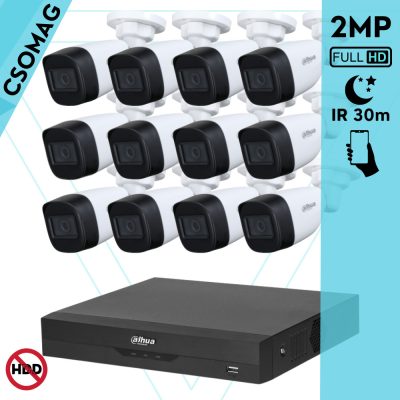 Dahua 12 cső kamerás analóg megfigyelőrendszer 2MP HD cső biztonsági kamera, 2.8 mm fix objektívvel