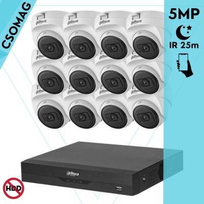 Dahua 12 dome kamerás analóg megfigyelőrendszer 5MP HD dóm biztonsági kamera, 2,8 mm fix objektív, beltéri