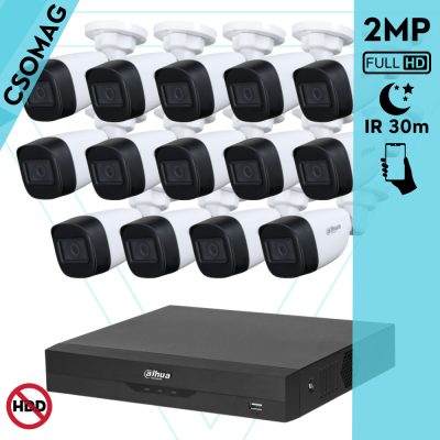 Dahua 14 cső kamerás analóg megfigyelőrendszer 2MP HD cső biztonsági kamera, 2.8 mm fix objektívvel