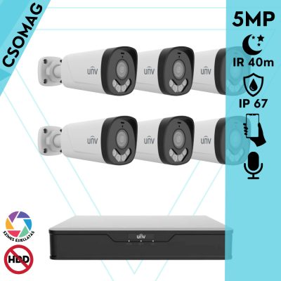 Uniview 6 cső kamerás analóg megfigyelőrendszer 5MP HD biztonsági kamera, 2.8 mm fix objektív, ColorHunter technológia, Dual light megvilágítással