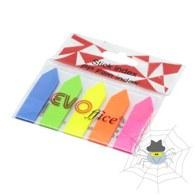 EVOFFICE műanyag nyíl 12,7x44 mm jelölőcímke 5 neon szín 5x20 db/csomag