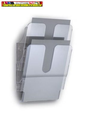 DURABLE FLEXIPLUS 2 Prospektustartó, fali, álló, A4, áttetsző, 2 rekeszes
