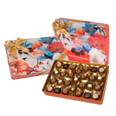 Bolci Floral válogatott Csokoládé praliné Narancs Virágos Fémdobozban 250gr