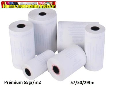Thermo tekercs Prémium 55gr /m2 57mmx29fmx12mm hőpapír BPA mentes (thermo szalag) 100db/dob(57/50,57x50) 