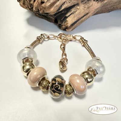 Pandorka karkötő, arany színű alapon-Gold beige 