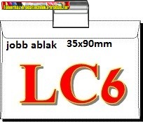 LC/6 szilikonos boriték jobb ablak 35x90mm 1000 db/dob 114x162mm (LC6)
