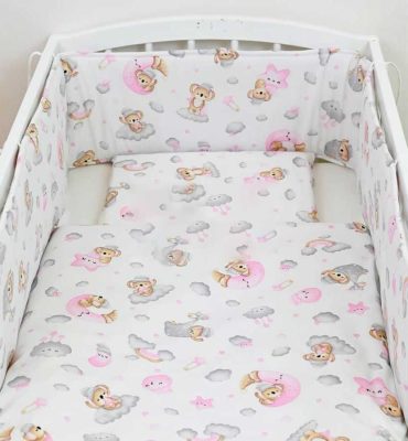 3 részes babaágynemű garnitúra egyenes fejvédővel K780