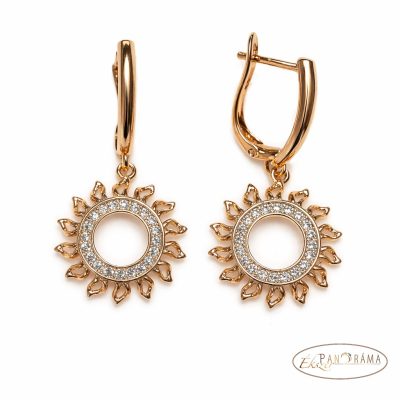 18K gold filled, antiallergén logos fülbevaló - Sun