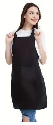 Hair Power állítható nyakpántos zsebes fodrász kötény, fekete