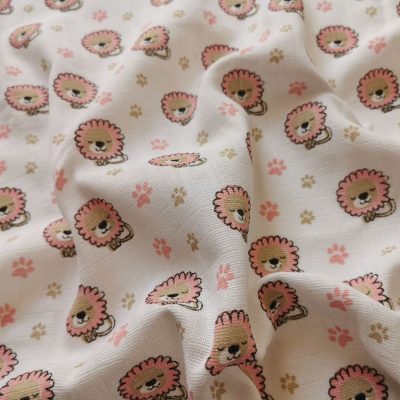 Textilpelenka - Rózsaszín oroszlán 100 % pamut