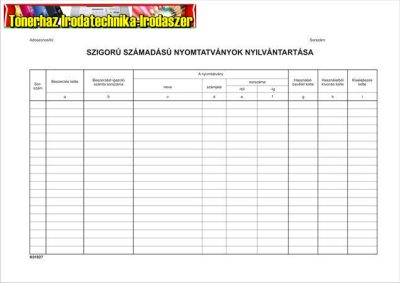 Nyomtatvány, szigorú számadású nyomtatványok nyilvántartása, 25 lap, A4, B.15-46