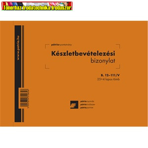 Készletbevételezési bizonylat 8 tételes 25x4 lapos tömb A/5 fekvő B.12-111/V