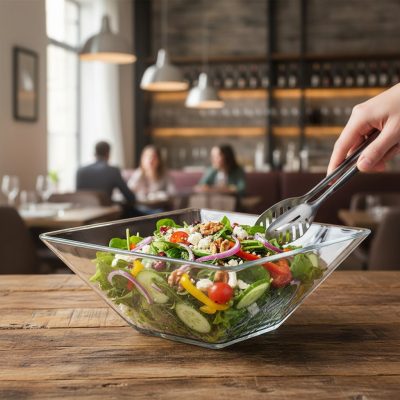 Ming üveg salátástál 1 literes szögletes 20x20x8 cm