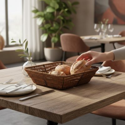 My Bar polirattan kenyérkosár, barna, 19.5x19.5x5cm