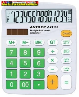Antilop A-2114C 14 digit asztali számológép zöld