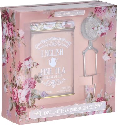 NET "Vintage Floral" Szálas English Breakfast tea 125g + tea szűrő