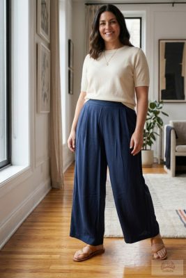 Pomodoro – Légies Sötétkék Viszkóz Palazzo Nadrág. Készletkisöprés. 50% ÁRENGEDMÉNY!!