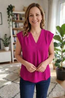 Pomodoro Élénkzöld, fuxia V-nyakú Viszkóz Blúz. KÉSZLETKISÖPRÉS 50 % ÁRENGEDMÉNY!!