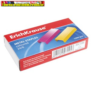 Tűzőkapocs ErichKrause No.24/6 1000 db/doboz színes