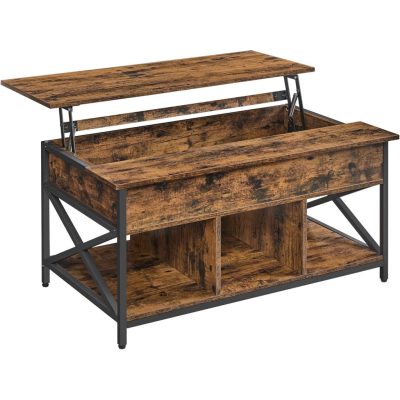 Dohányzóasztal, felnyitható asztal a nappaliba 60 x 100 x (48-62) cm, rusztikus barna