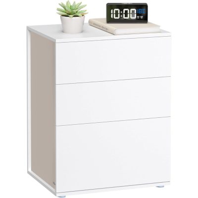Éjjeliszekrény 3 tárolófiókkal, matt fehér és cappuccino bézs színben