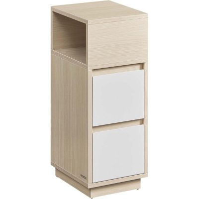 Éjjeliszekrény, 2 fiók, nyitott rekesz,natúr bézs, felhőfehér