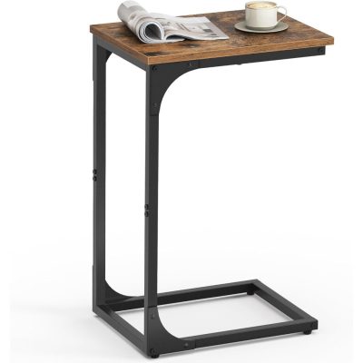 C alakú oldalasztal rusztikus barna és fekete színben