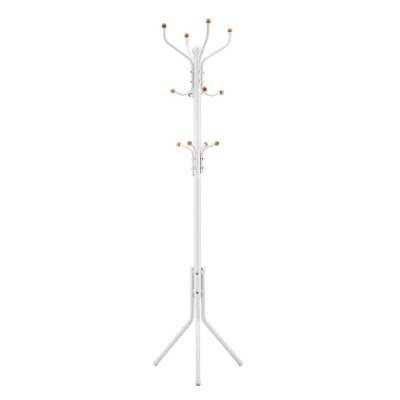 Álló fogas 12 kampóval, stabil fém kabáttartó,182 cm magas, fehér