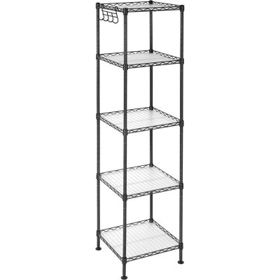 Fürdőszobai polc 30x30x123,5 cm, bővíthető fém tároló állvány, fekete