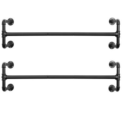 Falra szerelhető ruhatartó, fali ruhaakasztó 2 db-os készlet 110x30x29,3 cm, fekete