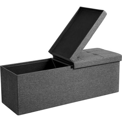 Puff, összecsukható tároló pad ottomán, ülőpad, 120l, sötétszürke, 110 x 38 x 38 cm