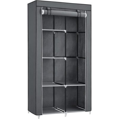 Összecsukható szövet ruhásszekrény, mobil gardrób, 88x45x 70 cm, szürke