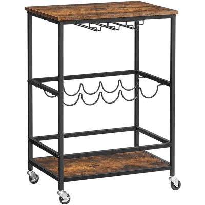 Zsúrkocsi palacktartókkal, 60 x 75 x 40 cm, rusztikus barna