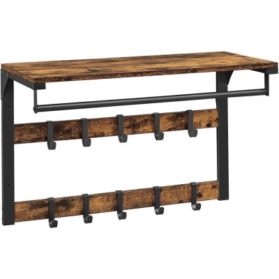 Fali kabáttartó polccal,65 x 42 x 30 cm, rusztikus barna